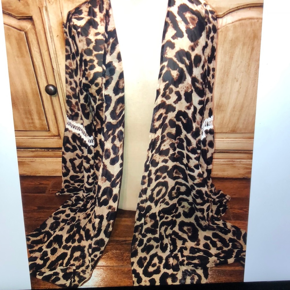 Grace + Emma leopard cardigan sheer s/m